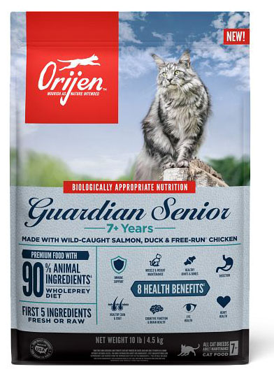 Senior diets from Champion Petfoods’ ORIJEN brand feature high protein nutrition to promote lean muscle mass and lower fat content to support weight management in older animals